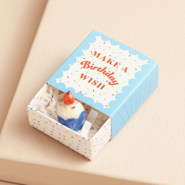 TINY MATCHBOX CERAMIC BIRTHDAY TOKEN