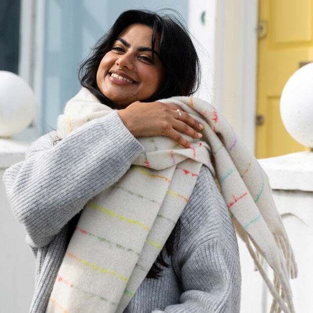 PASTEL FLECK STRIPE SCARF