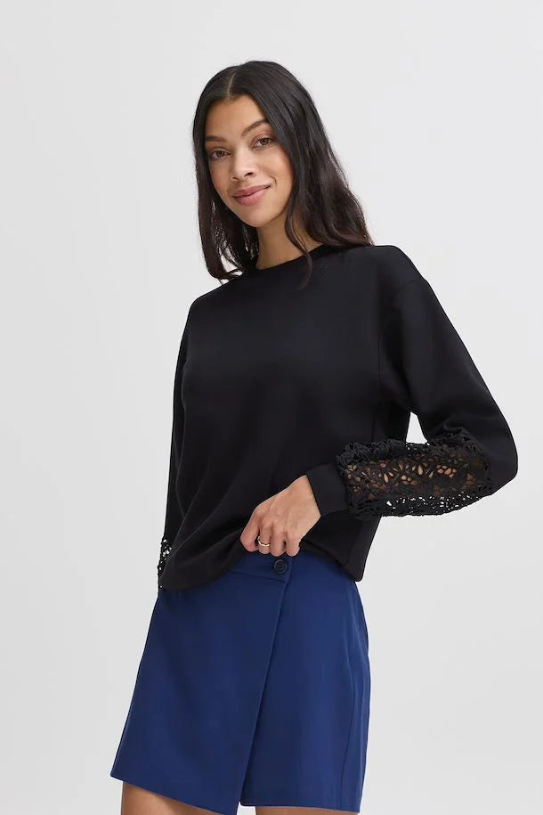 PUSTI LACE SWEATSHIRT BLACK