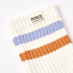 Windsor Stripe Crew Socks for Women in Thistle/Burnt Orange - UK 3-8 | EU 36-42