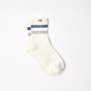 Windsor Stripe Crew Socks for Women in Coastal Blue/Mist - UK 3-8 | EU 36-42