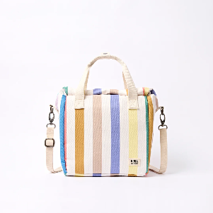 Hampstead Lunch Bag in Pastel Multi Stripe Cotton Canvas - One Size