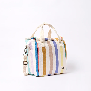 Hampstead Lunch Bag in Pastel Multi Stripe Cotton Canvas - One Size