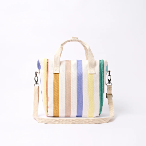 Hampstead Lunch Bag in Pastel Multi Stripe Cotton Canvas - One Size