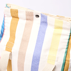Hampstead Lunch Bag in Pastel Multi Stripe Cotton Canvas - One Size