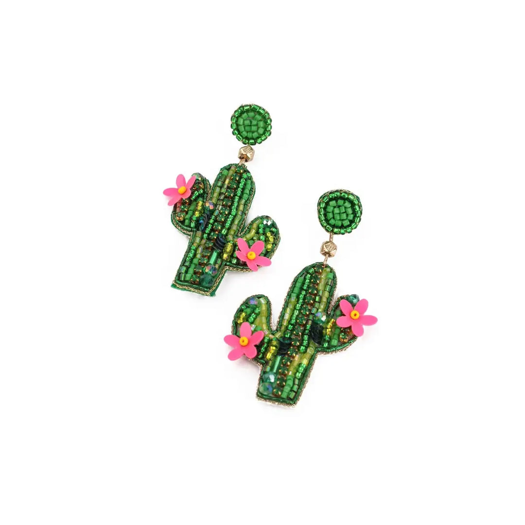 GREEN & PINK CACTUS EARRINGS