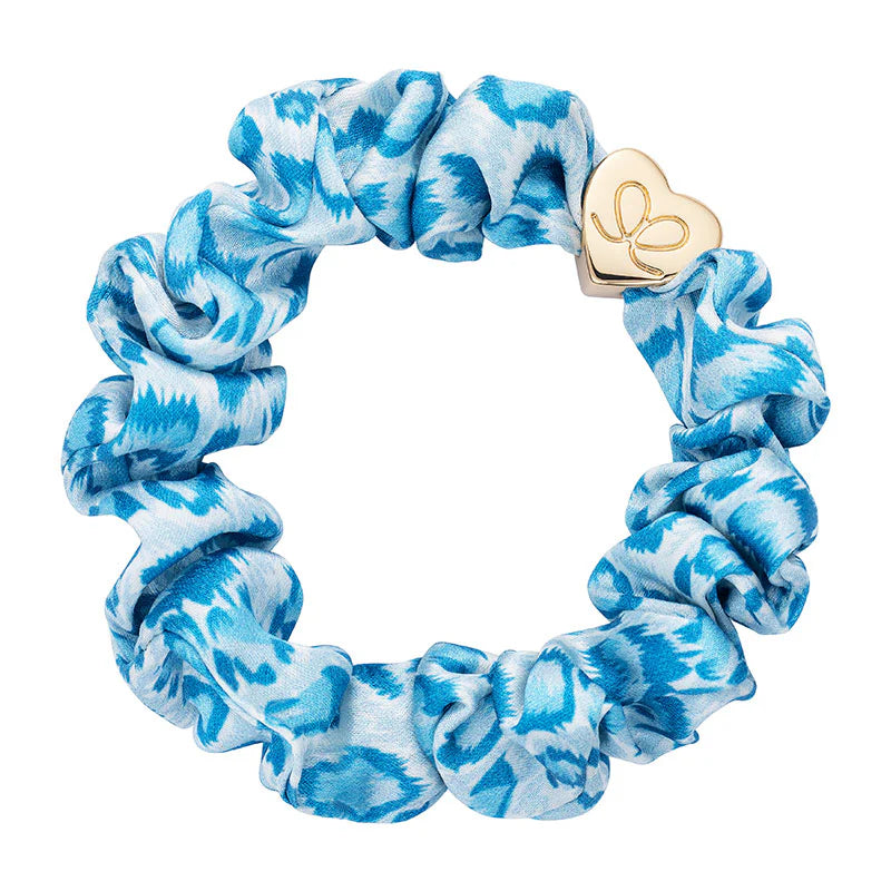 BLUE LEOPARD SILK SCRUNCHIE
