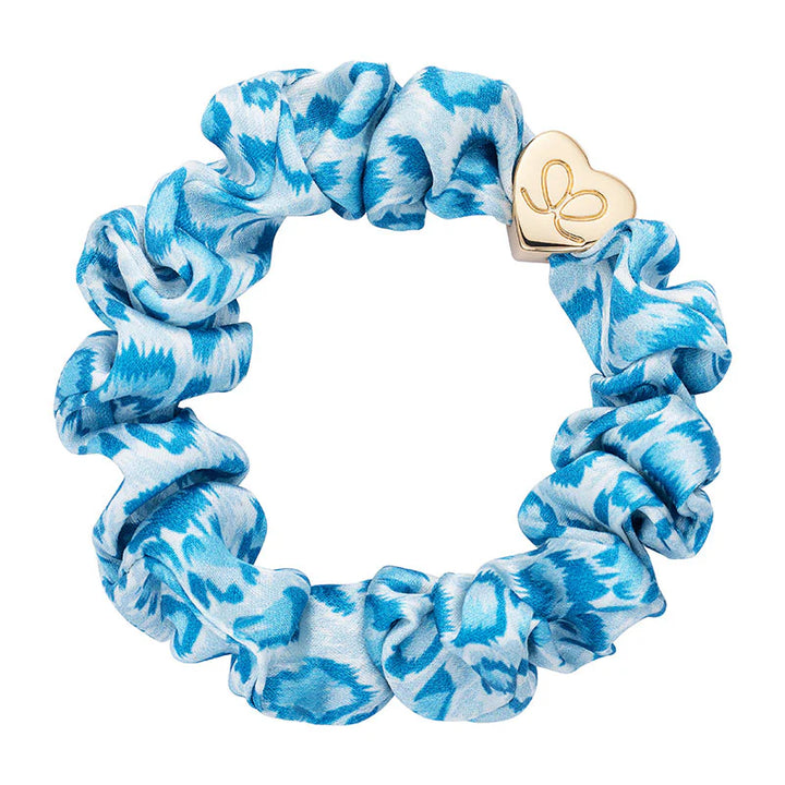 BLUE LEOPARD SILK SCRUNCHIE
