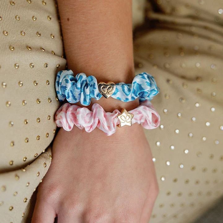 BLUE LEOPARD SILK SCRUNCHIE