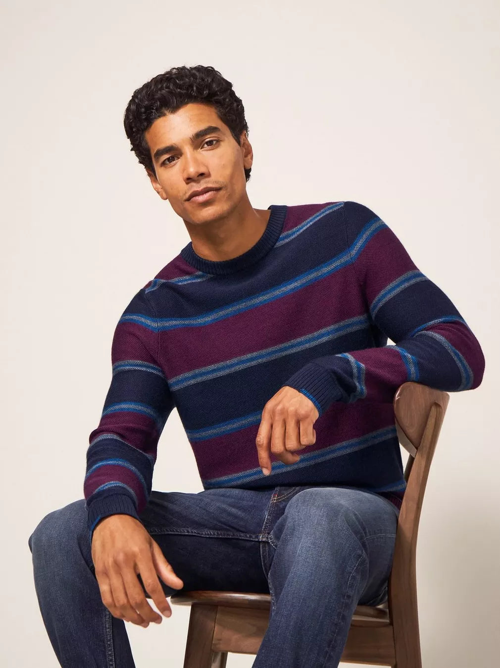 NEWPORT MERINO STRIPE CREW NECK JUMPER