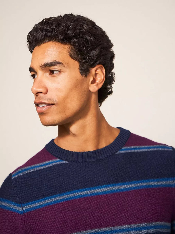 NEWPORT MERINO STRIPE CREW NECK JUMPER