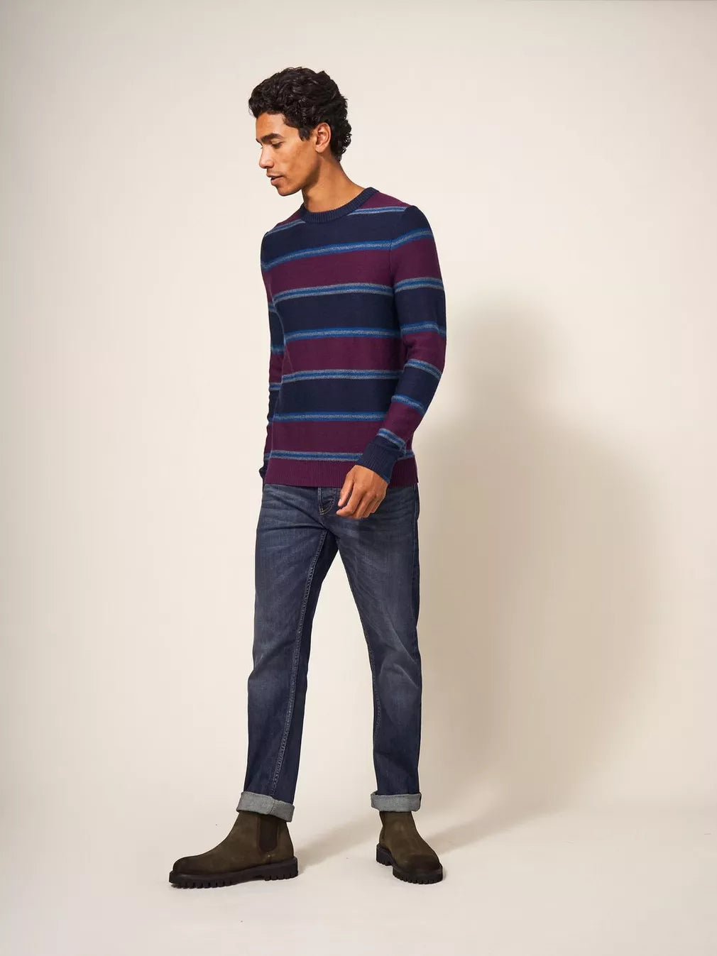 NEWPORT MERINO STRIPE CREW NECK JUMPER