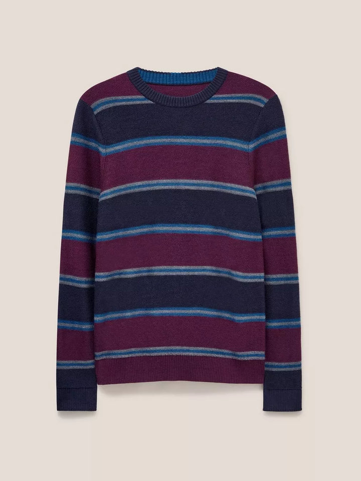 NEWPORT MERINO STRIPE CREW NECK JUMPER