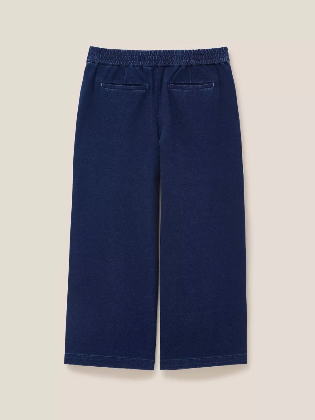 BELLE DARK DENIM JERSEY WIDE LEG CROP TROUSER