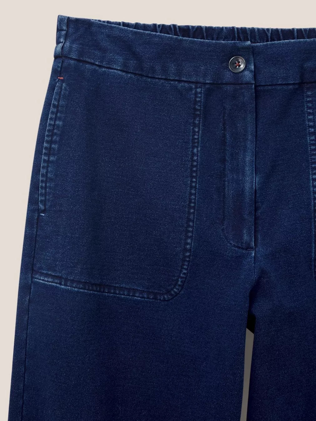 BELLE DARK DENIM JERSEY WIDE LEG CROP TROUSER