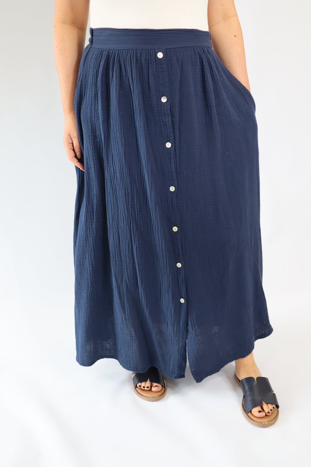 COTTON BUTTON DOWN SKIRT