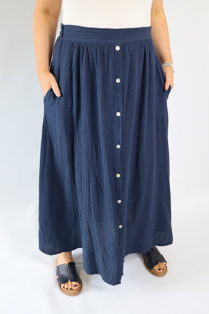 COTTON BUTTON DOWN SKIRT