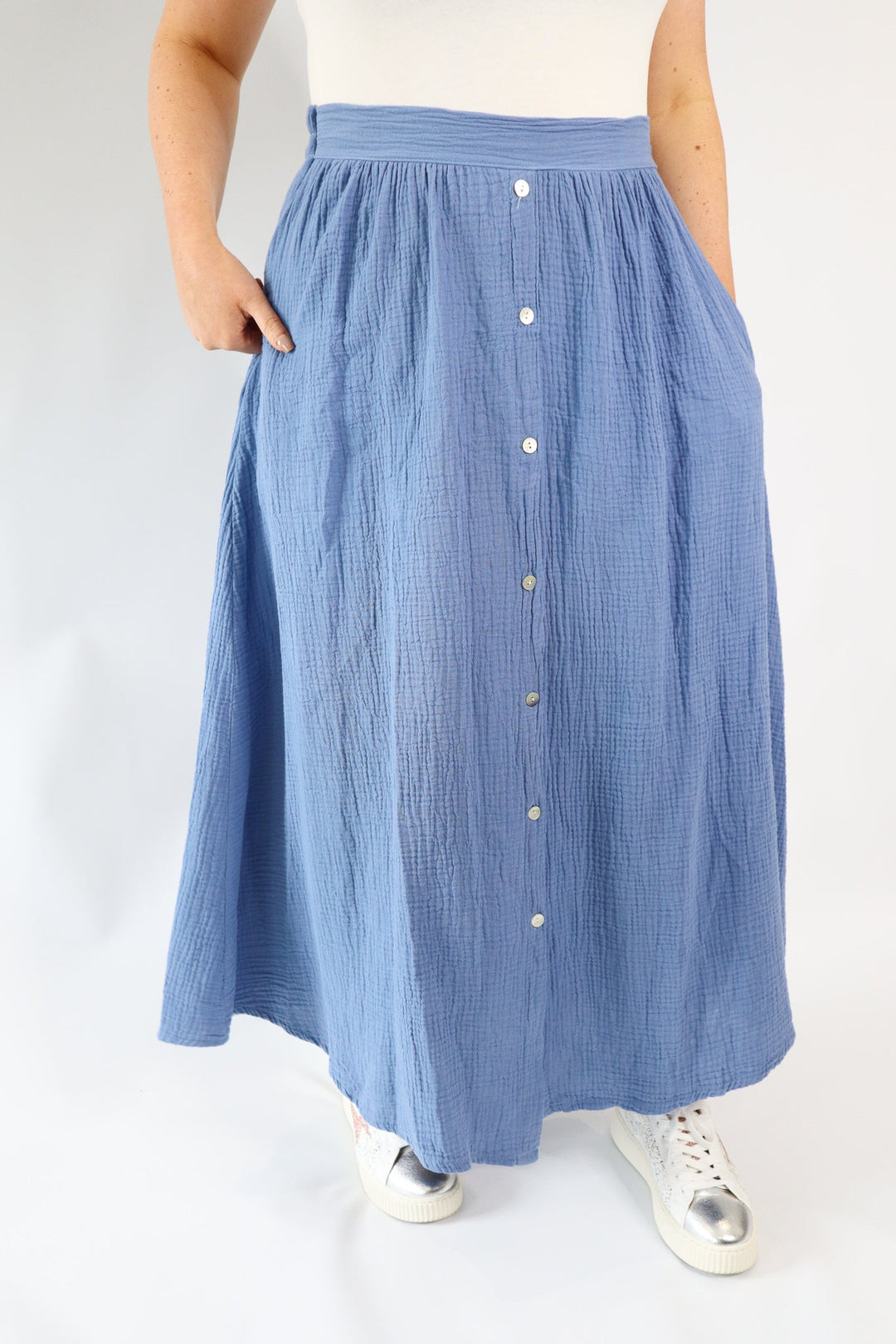 COTTON BUTTON DOWN SKIRT