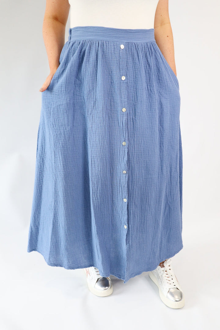 COTTON BUTTON DOWN SKIRT