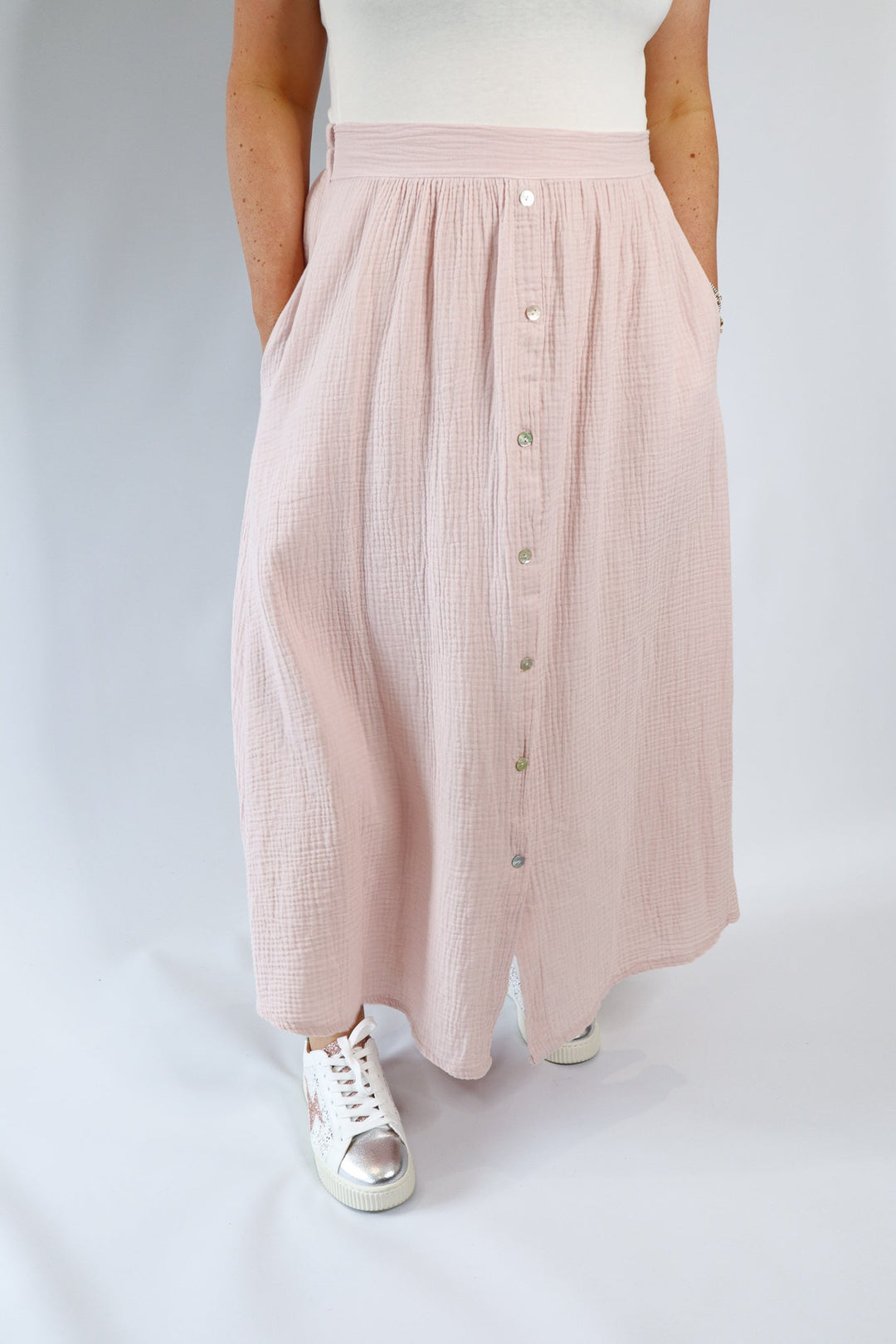 COTTON BUTTON DOWN SKIRT