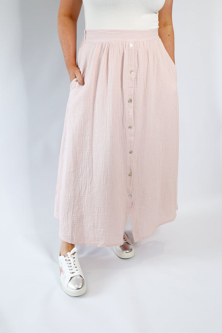 COTTON BUTTON DOWN SKIRT