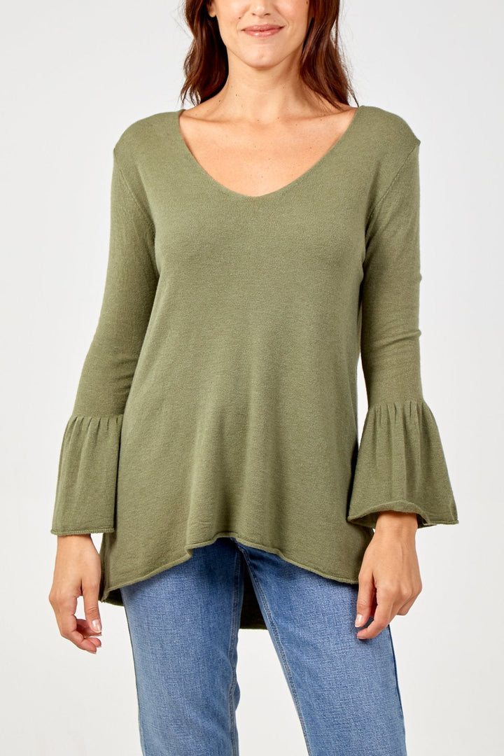 BELL SLEEVE V JUMPER