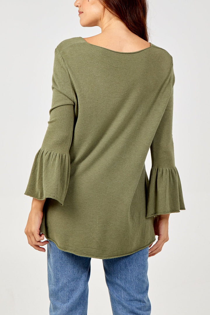 BELL SLEEVE V JUMPER