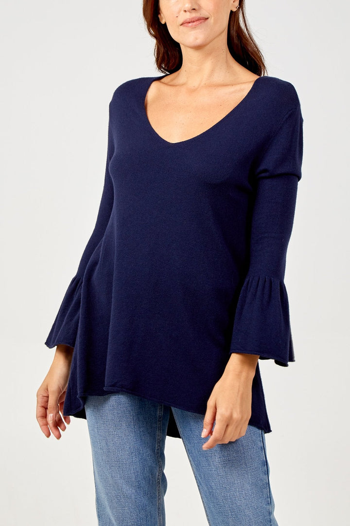 BELL SLEEVE V JUMPER