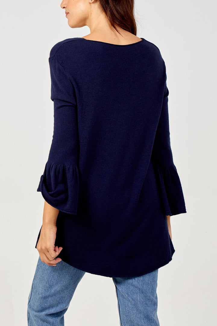 BELL SLEEVE V JUMPER