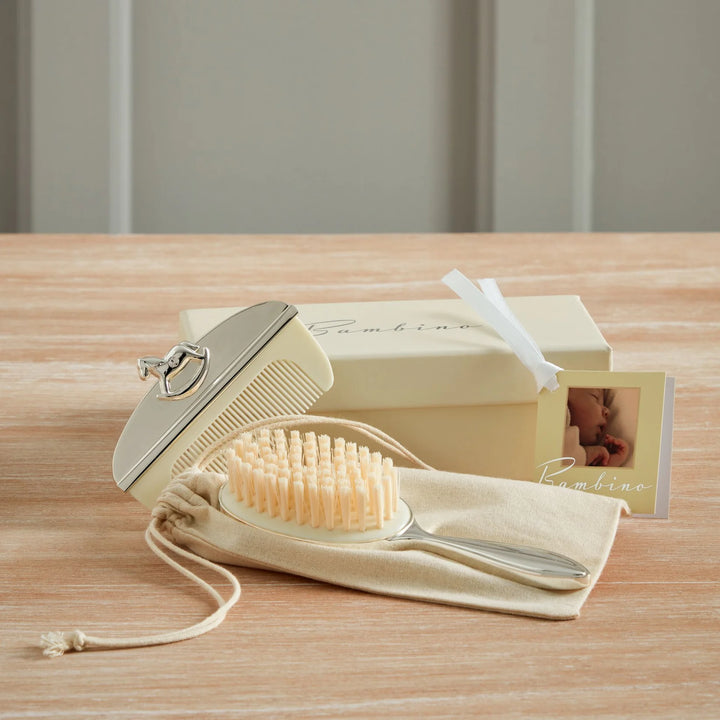 Bambino Silver Plated Brush & Comb Set