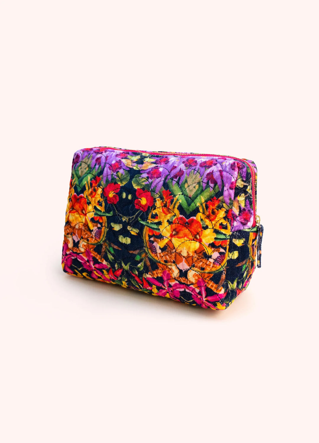 Botanical Kaleidoscope Quilted Velvet Washbag