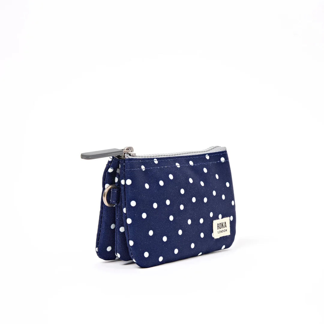 CARNABY RECYCLED CANVAS WALLET NAVY POLKA DOT
