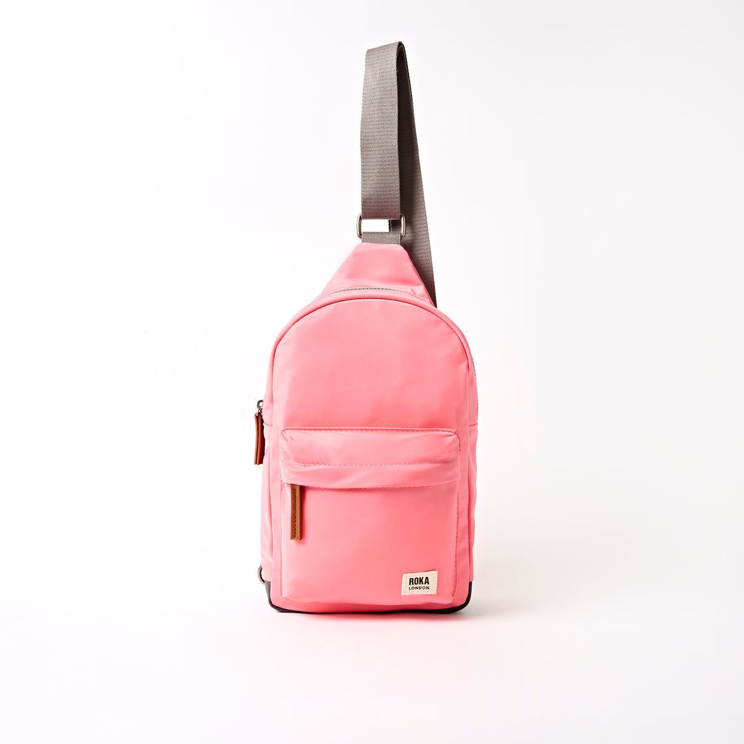 Willesden Sling Bag in Pink Lemonade Nylon - Large - ROKA London