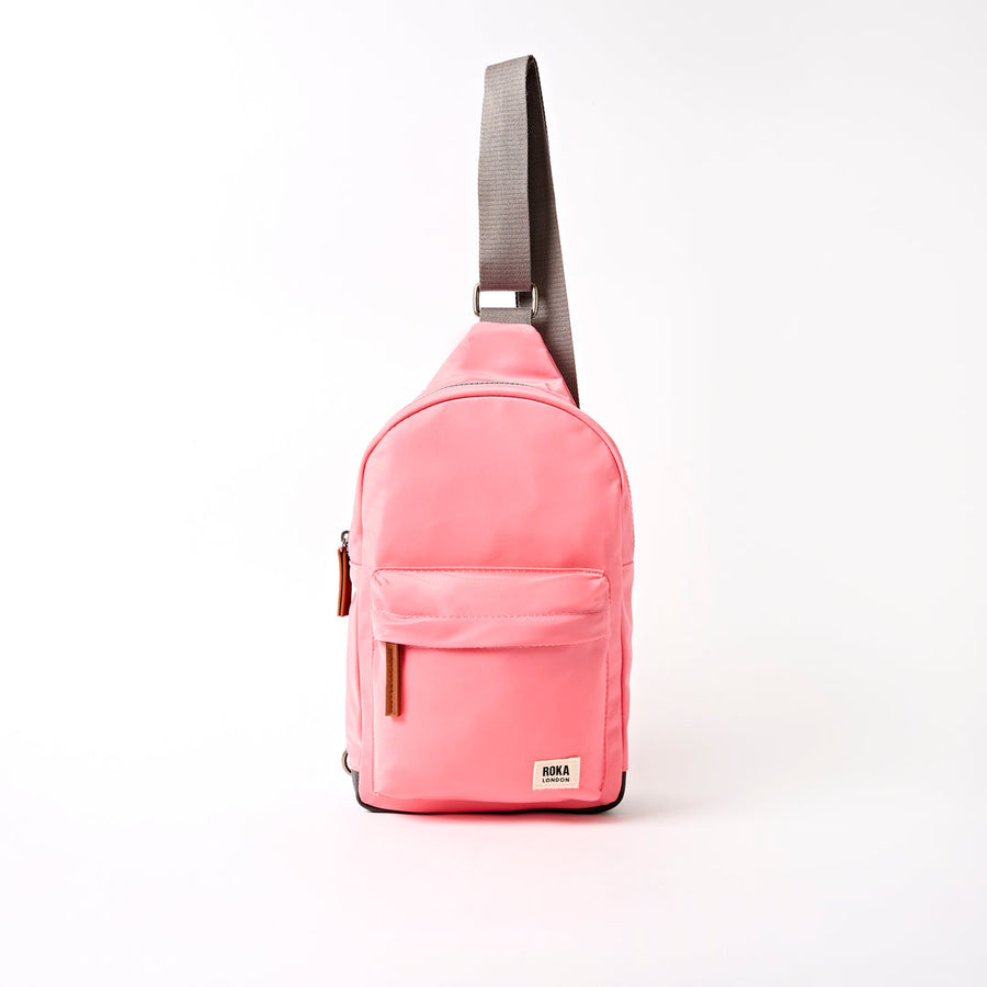 Willesden Sling Bag in Pink Lemonade Nylon - Large - ROKA London