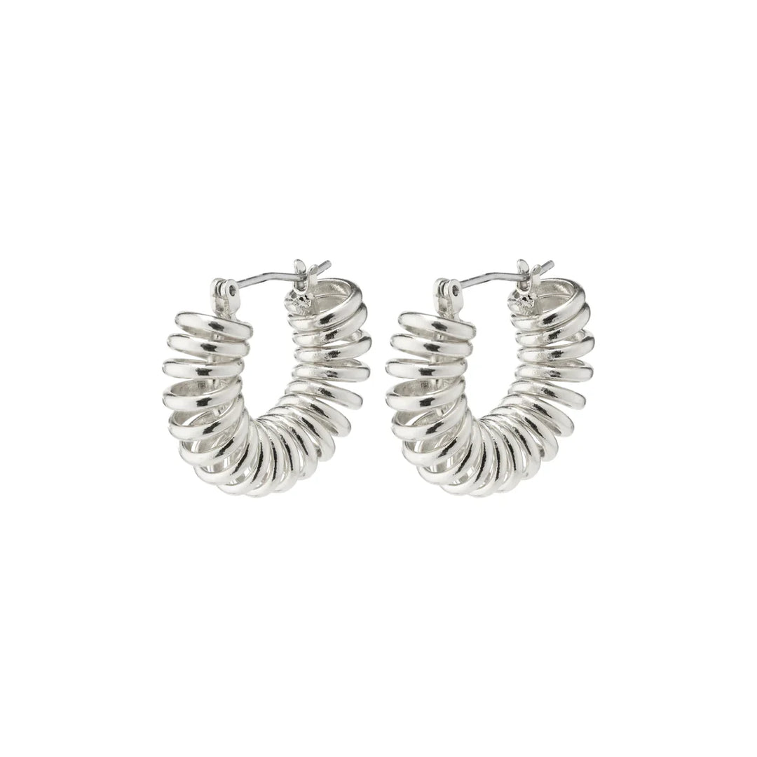 SARA SILVER SMALL SPIRAL HOOP EARRINGS