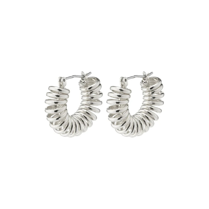SARA SILVER SMALL SPIRAL HOOP EARRINGS