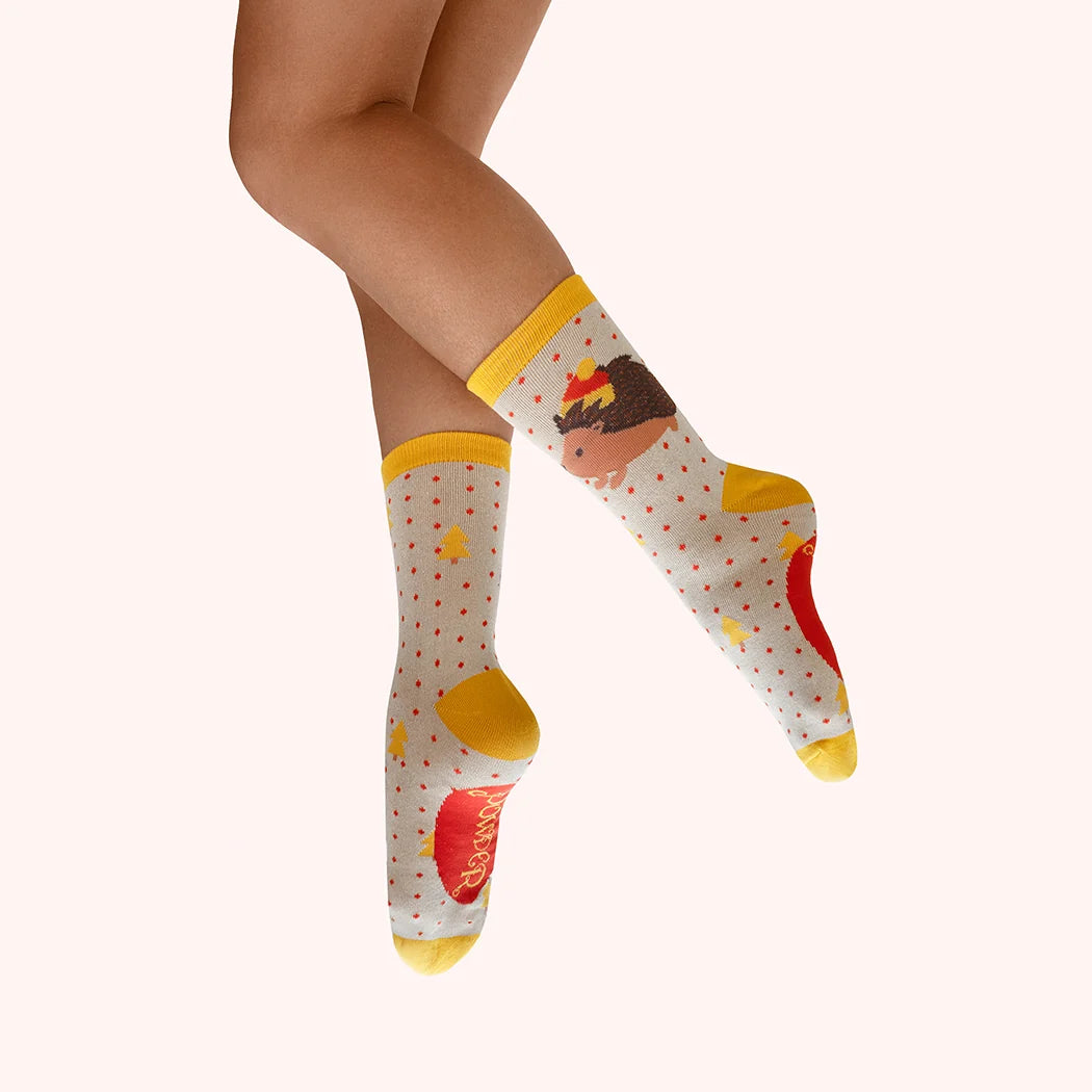 Powder ! Hedgehog in a Hat glitter Ankle Socks