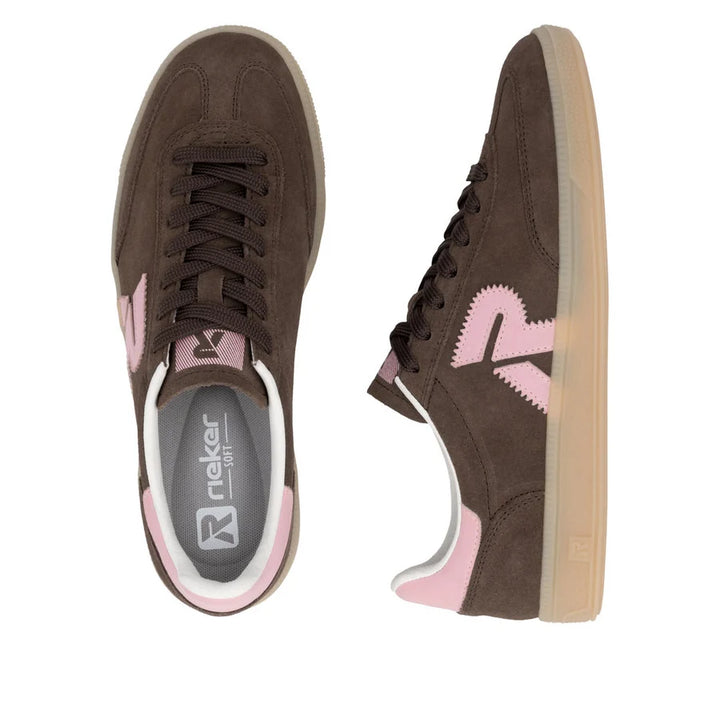 Rieker Women's Brown Leather Lace-Up Trainers W2200-25
