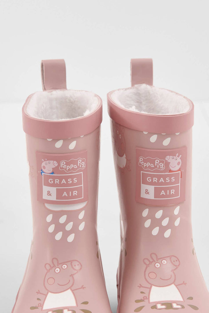Peppa Pig Pink Colour-Changing Kids Wellies, Teddy Fleece: UK9