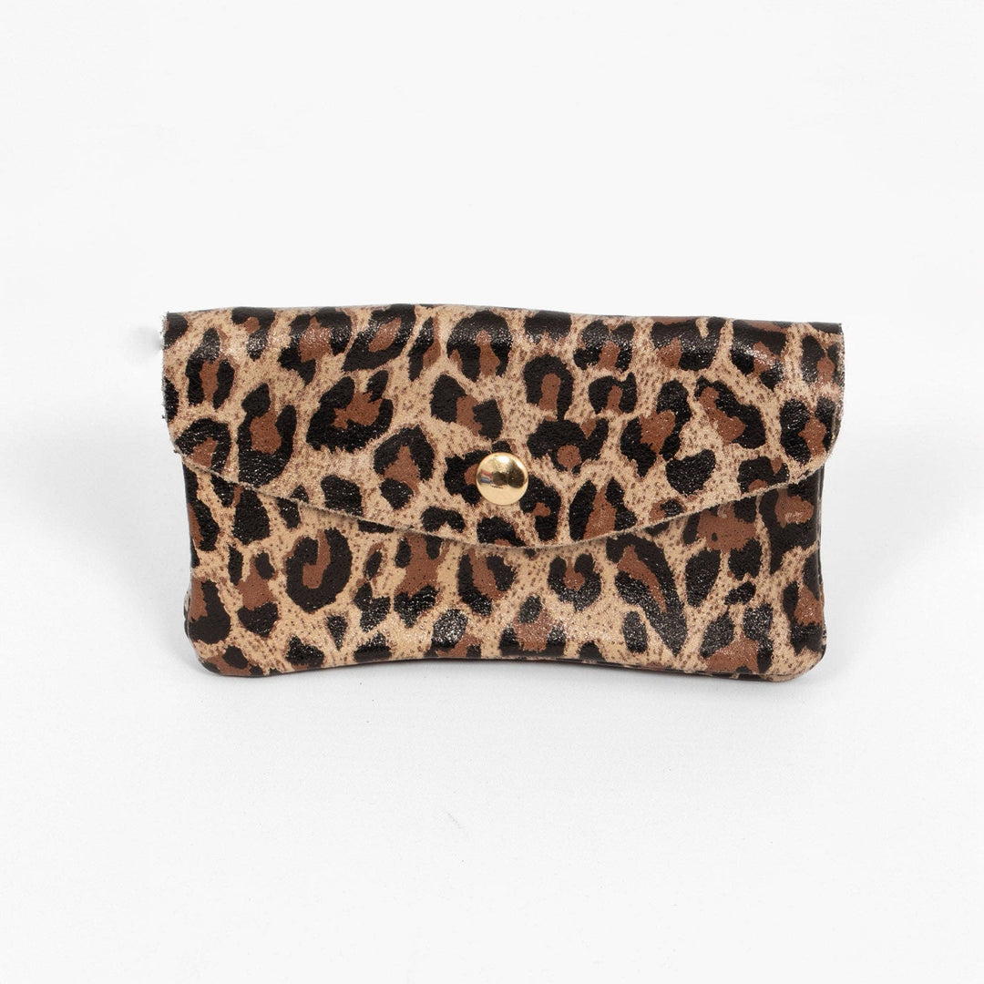 Sadie Italian Leather Coin Purse - Natural Leopard Print: One-size