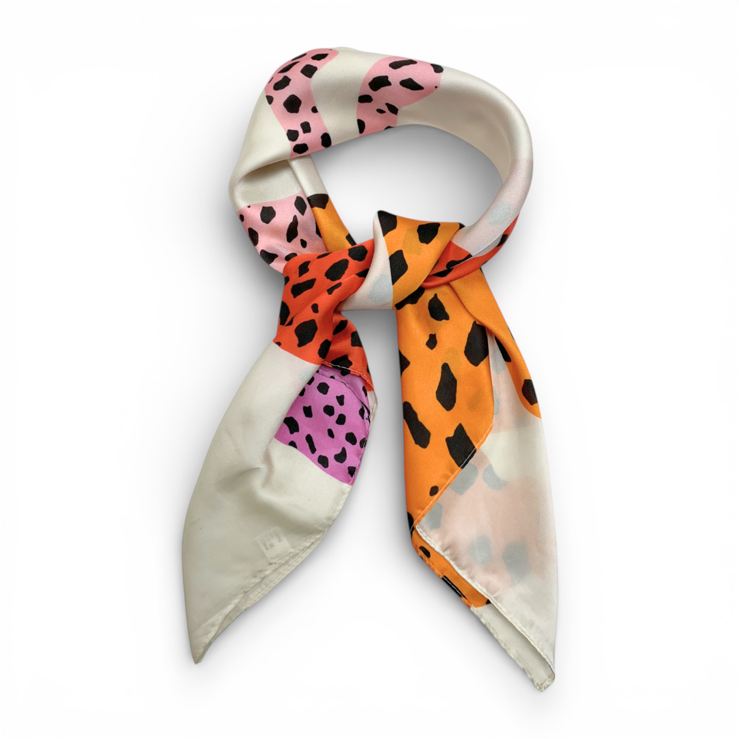 70*70cm Cheetah Square Silk Touch Scarf: Navy
