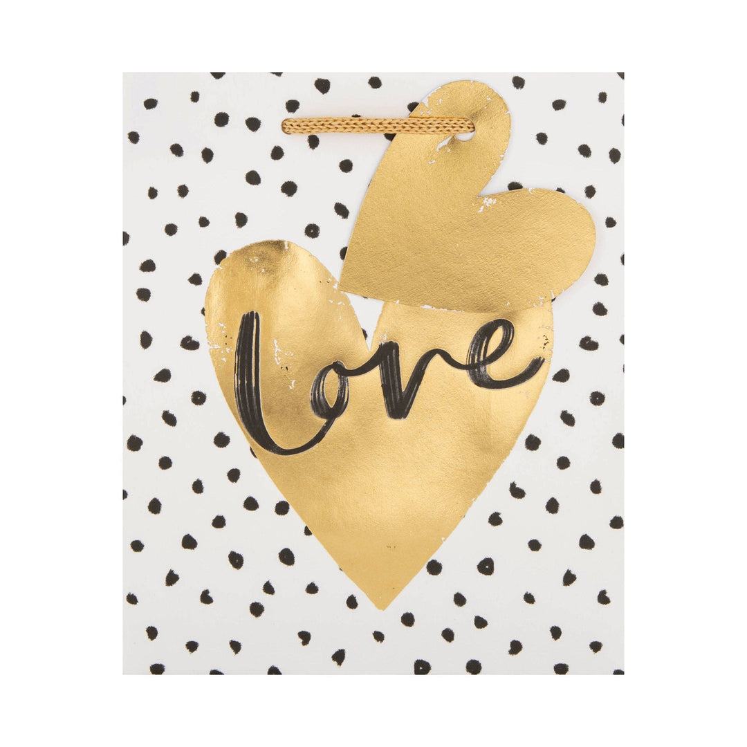 Small Gift Bag - Gold Heart Design