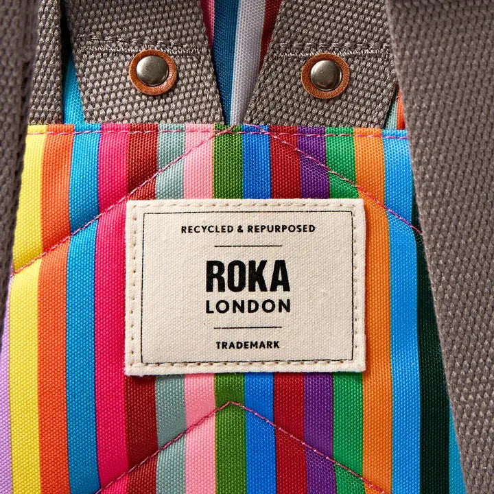Bantry Backpack in Multi Stripe Canvas: Small