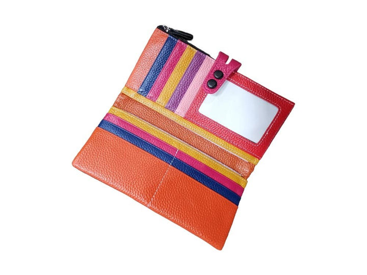 Real Leather Soft  Multicolor Long Purse Cards with Gift Box: Royal Blue