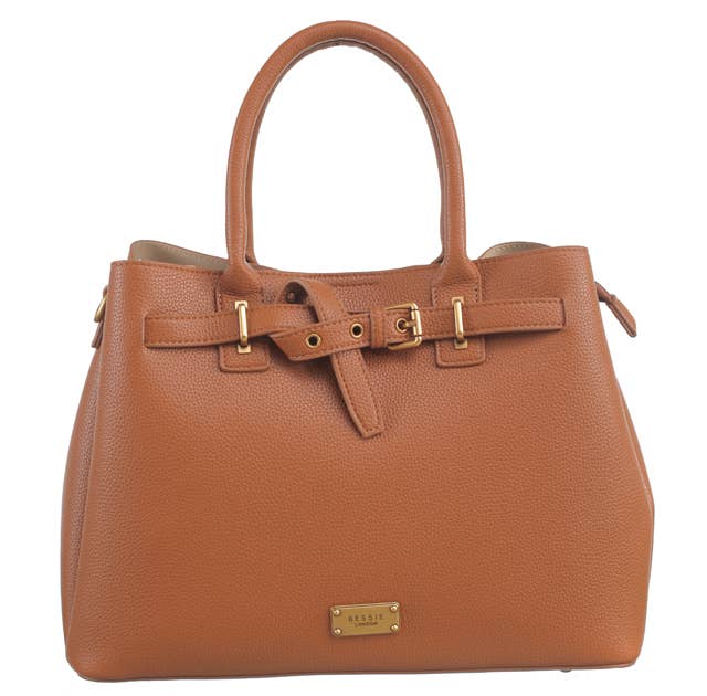 PEBBLED BELTED TOTE: Black