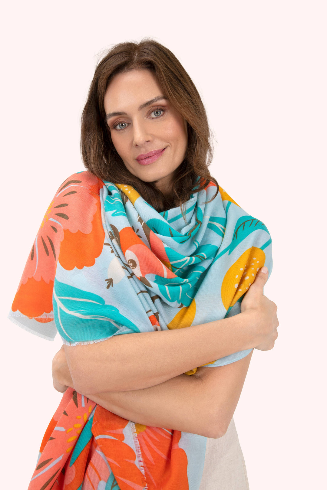 Print Scarf - Lovebirds in a Poppy Field