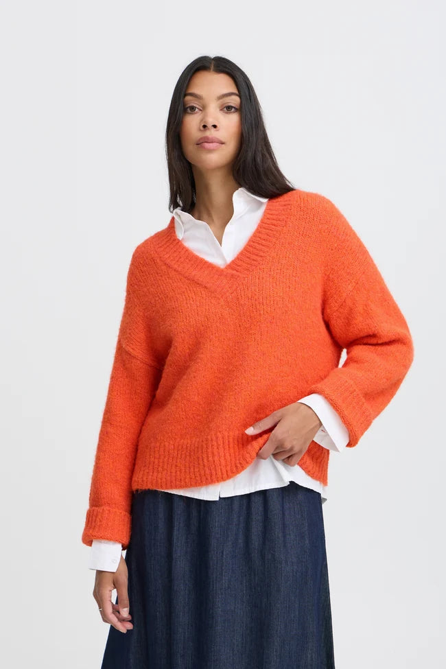 b.young Millers Long Sleeve V-Neck Jumper
