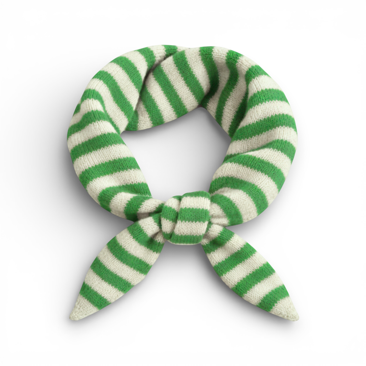 Striped Wool Blend Light Weight Triangle Neck Scarf: Taupe Cream