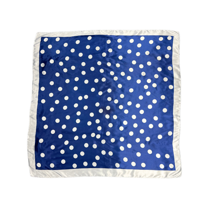 Polka Dot Pattern Silk Touch Square Scarf: White