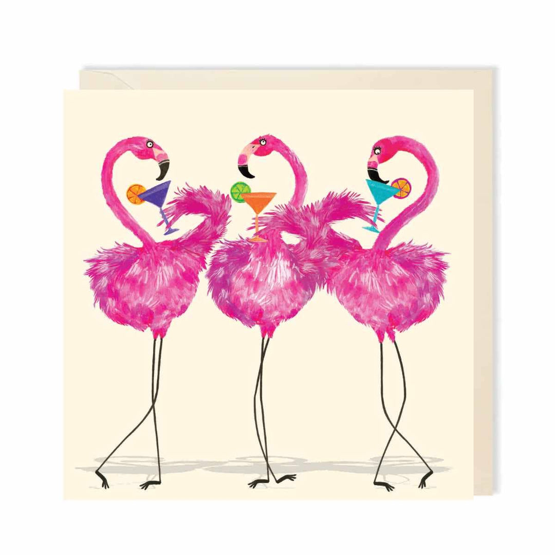 Flamingos Drinking Greeting Card | Flamingo Birthday Card